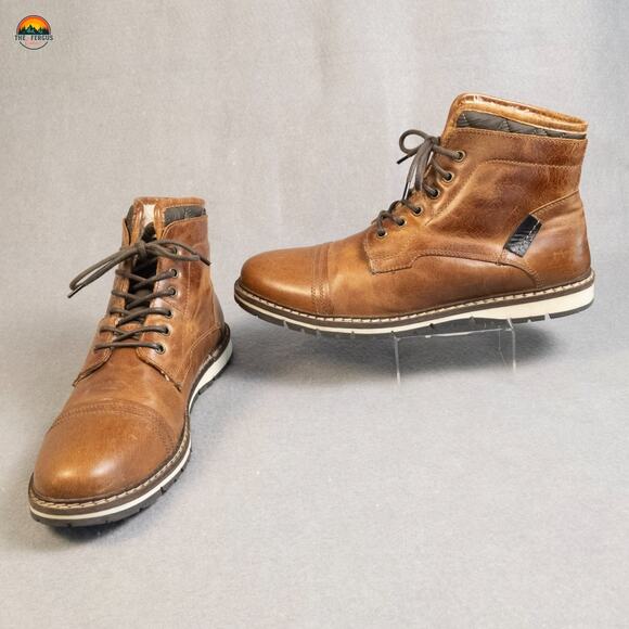 Franco Fortini Blake Chukka Boots Brown Leather Faux Fur Lace-Up Men's Size 13M - Picture 1 of 12